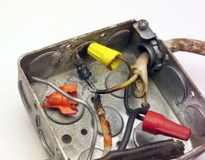 Burnt Electrical Splices in a Junction Box
